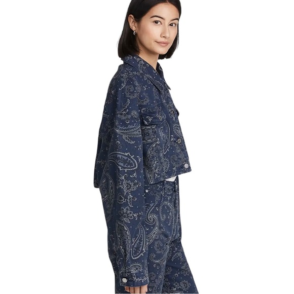 ✨WeWoreWhat✨Cropped Jean Jacket in Night Sky Size XS/S - Picture 4 of 10